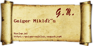 Geiger Miklós névjegykártya
